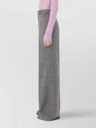 Valentino High-rise Wide-leg Trousers Featuring Pockets In Gray