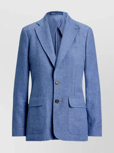 Ralph Lauren Tailored Single-breasted Long Sleeve Jacket In Blue