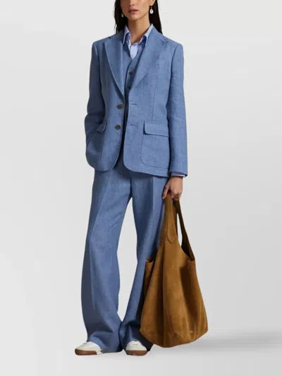 Ralph Lauren Tailored Single-breasted Long Sleeve Jacket In Blue