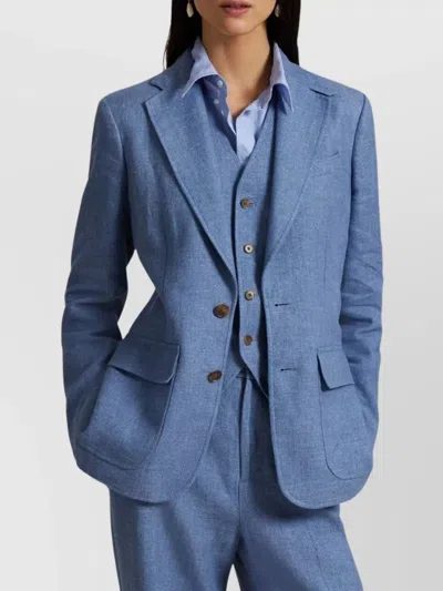 Ralph Lauren Tailored Single-breasted Long Sleeve Jacket In Blue