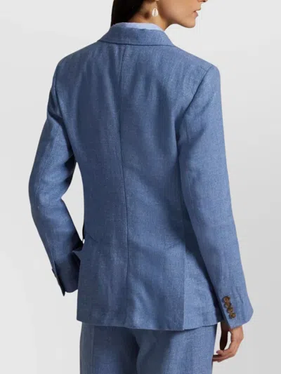 Ralph Lauren Tailored Single-breasted Long Sleeve Jacket In Blue