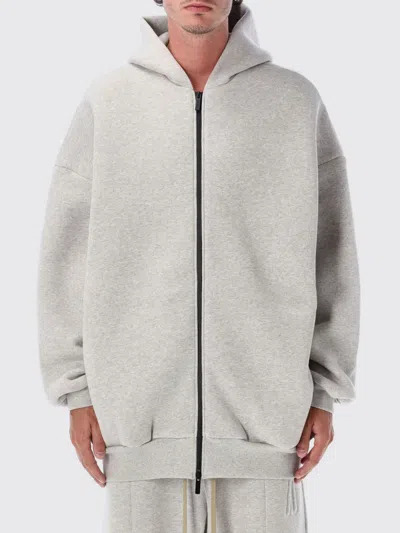 Fear Of God Grey Cotton Blend Zip Hoodie In Gray