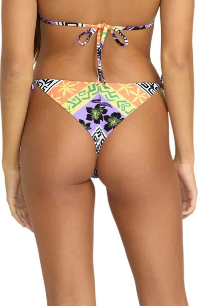 Volcom Bring It On Cheekini Side Tie Bikini Bottoms In Multi