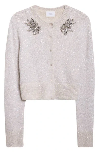 Erdem Womens Champagne Sequin-embellished Cropped Alpaca-blend Cardigan In Gray