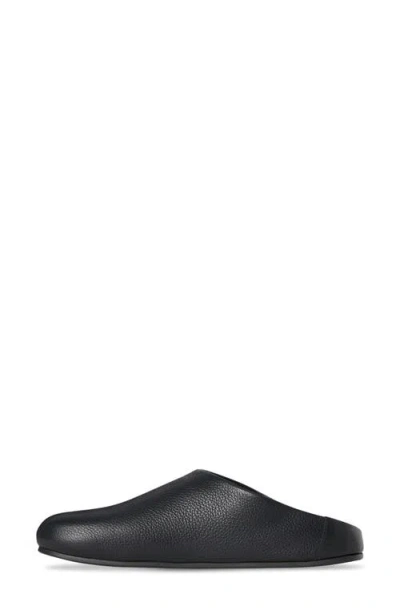 The Row Hudson Leather Relaxed Slippers In Black