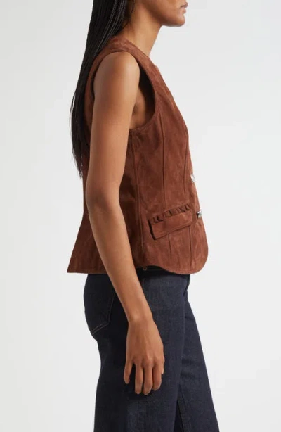 Cinq À Sept Chris Buttoned-pocket Suede Gilet In Brown