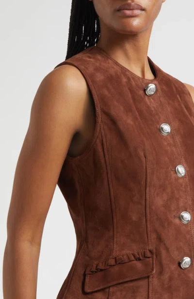 Cinq À Sept Chris Buttoned-pocket Suede Gilet In Brown