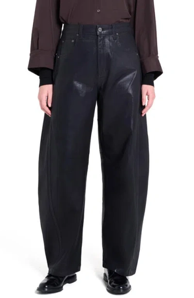 Twp Beryl Coated Barrel Leg Pants In Black