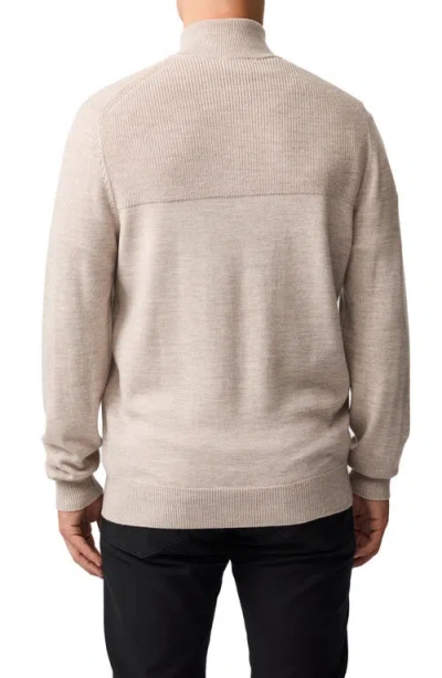 Rodd & Gunn Quail Rise Merino Wool Quarter Zip Sweater In Neutral