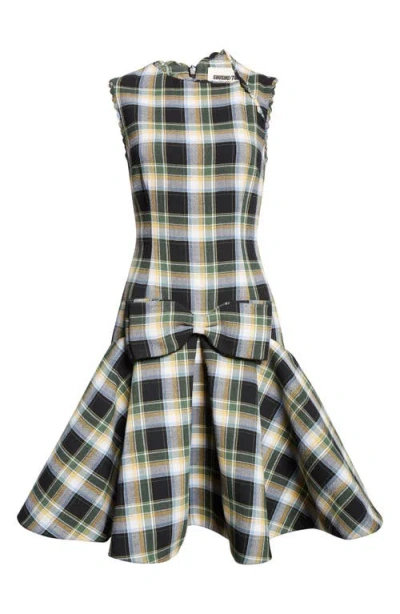 Shushu-tong Plaid Sleeveless Wavy Dress In Green