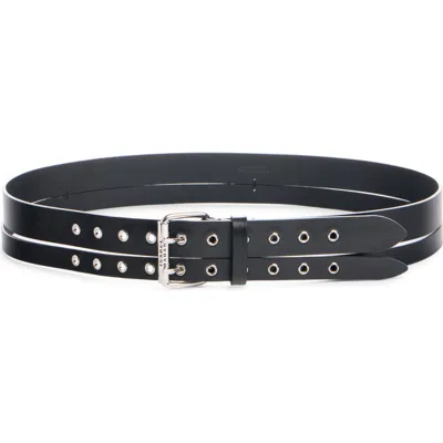 Isabel Marant Split Grommet Leather Belt In Black