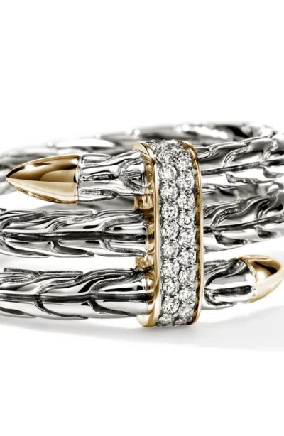 John Hardy Triple Spear Flex Ring, Pavé In Silver
