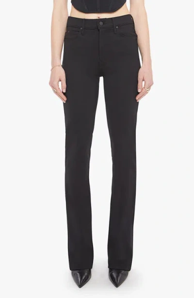 Mother Black Jeans With High Waist And Logo Embroidery On The Rear In Denim Woman In Black