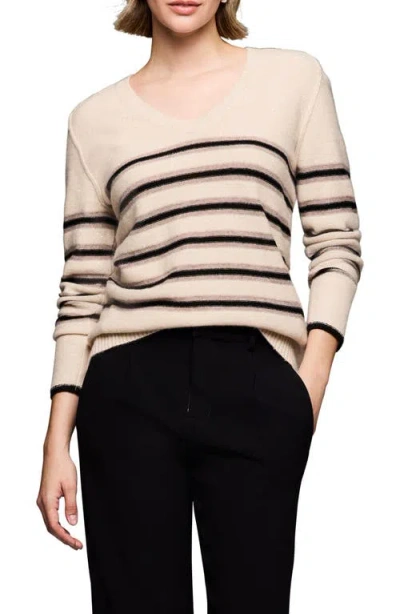 Nic + Zoe Nic+zoe Sparkle Stripe V-neck Sweater In Multi