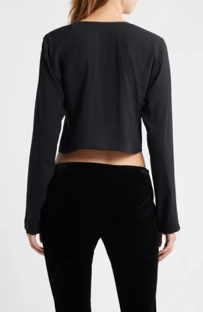 Bella Venice The Camille Lace Inset Tie Front Top In Black