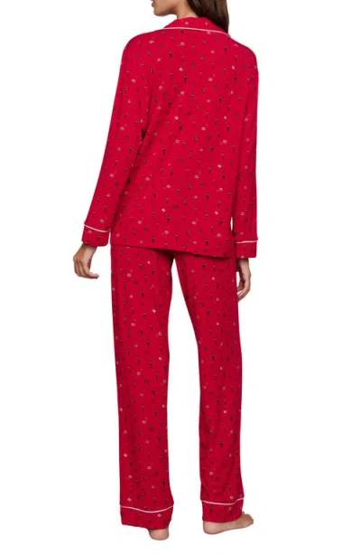 Eberjey Gisele Printed Long Pajama Set In Red