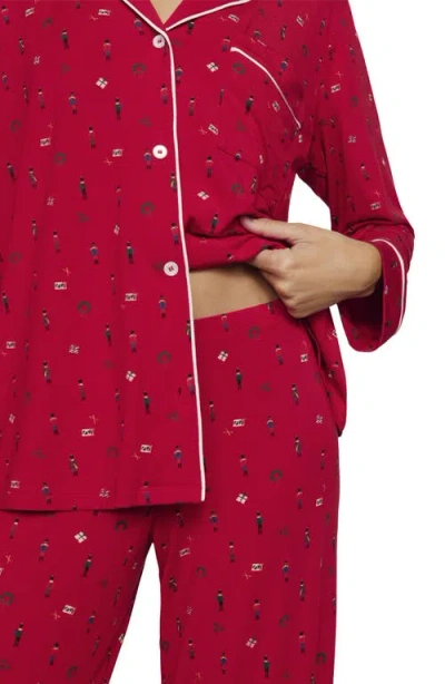 Eberjey Gisele Printed Long Pajama Set In Red
