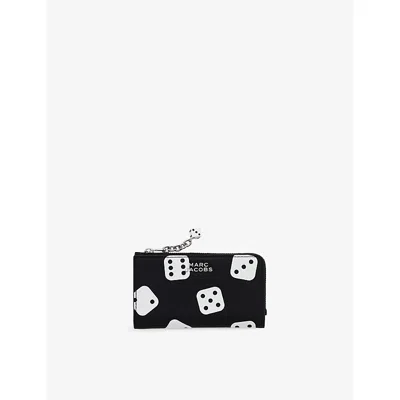 Marc Jacobs Womens Black/white  X Derrick Adams Everday Flat Leather Wallet In Black