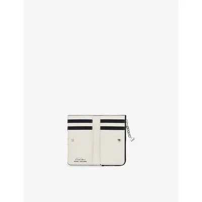 Marc Jacobs Womens Black/white  X Derrick Adams Everday Flat Leather Wallet In Black
