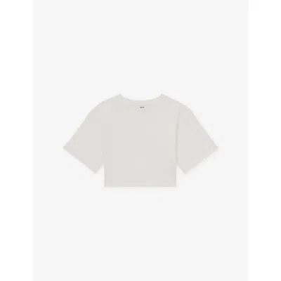 Reiss Ivory Alex Cropped Cotton-jersey T-shirt 9-13 In White