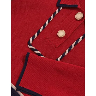 Reiss Red Freeda Piped Stretch-knit D In Red