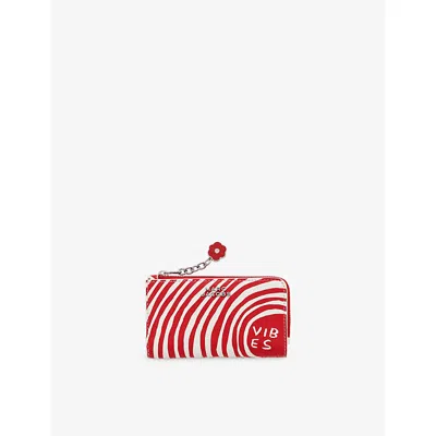 Marc Jacobs Womens Red Multi  X David Shrigley The Medium Flat Leather Wallet In Red