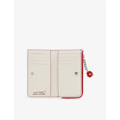 Marc Jacobs Womens Red Multi  X David Shrigley The Medium Flat Leather Wallet In Red