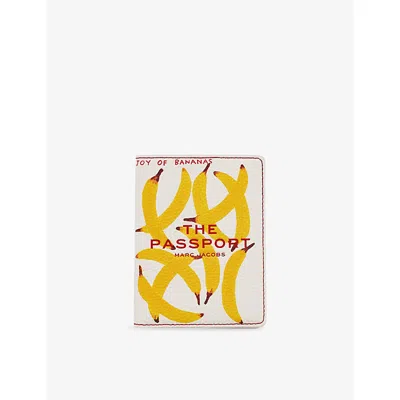 Marc Jacobs Yellow Multi  X David Shrigley Leather Passport Case In Multi