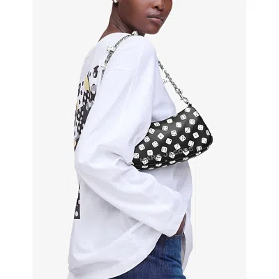 Marc Jacobs Womens Black/white  X Derrick Adams Charm Leather Shoulder Bag In Black