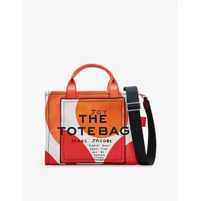 Marc Jacobs Womens Orange Multi  X David Shrigley The Medium Canvas Tote Bag In Multi