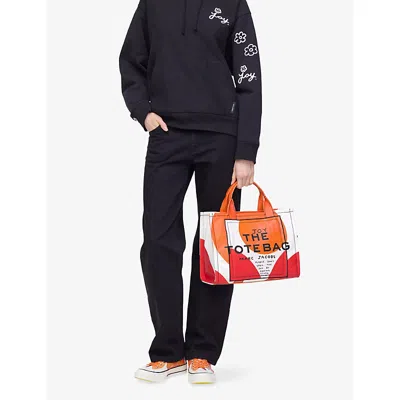 Marc Jacobs Womens Orange Multi  X David Shrigley The Medium Canvas Tote Bag In Multi