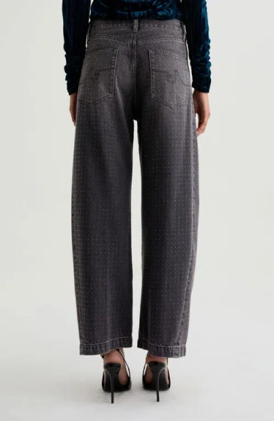 Ag Hattie Crystal Embellished High Waist Barrel Jeans In Black