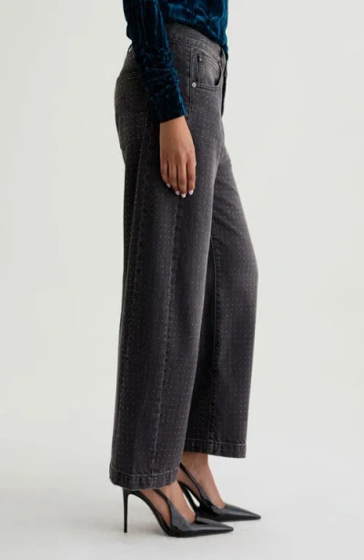 Ag Hattie Crystal Embellished High Waist Barrel Jeans In Black