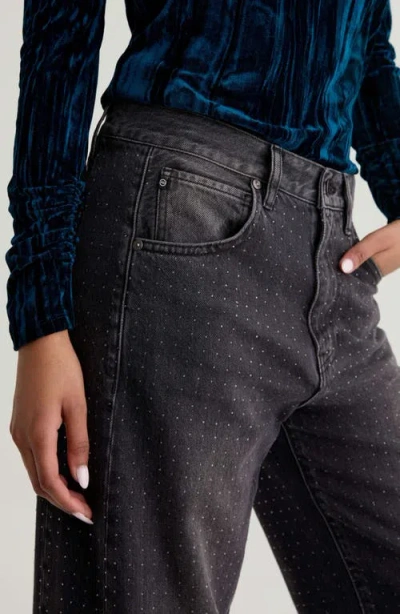Ag Hattie Crystal Embellished High Waist Barrel Jeans In Black