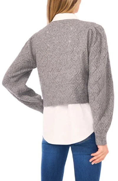 Ted Baker Rumer Pointelle Twofer Sweater In Gray