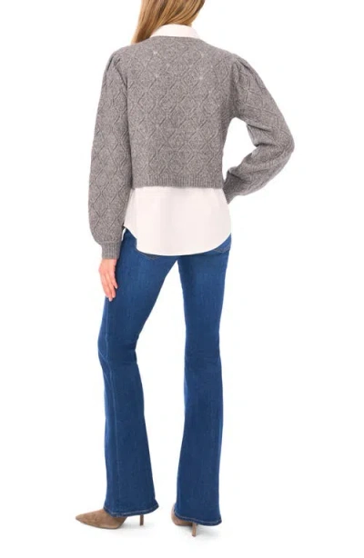 Ted Baker Rumer Pointelle Twofer Sweater In Gray