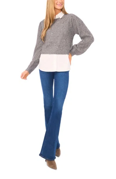Ted Baker Rumer Pointelle Twofer Sweater In Gray