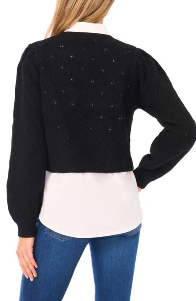 Ted Baker Rumer Pointelle Twofer Sweater In Black