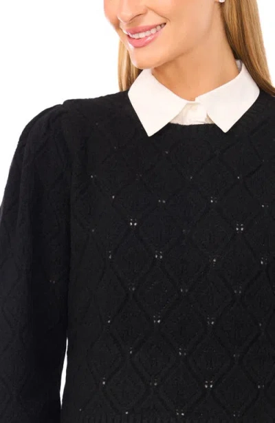 Ted Baker Rumer Pointelle Twofer Sweater In Black