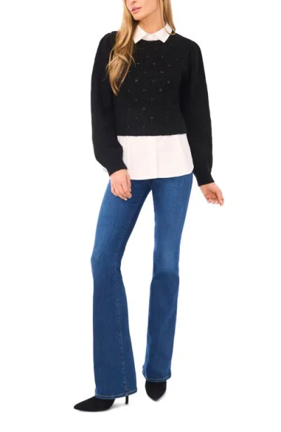 Ted Baker Rumer Pointelle Twofer Sweater In Black