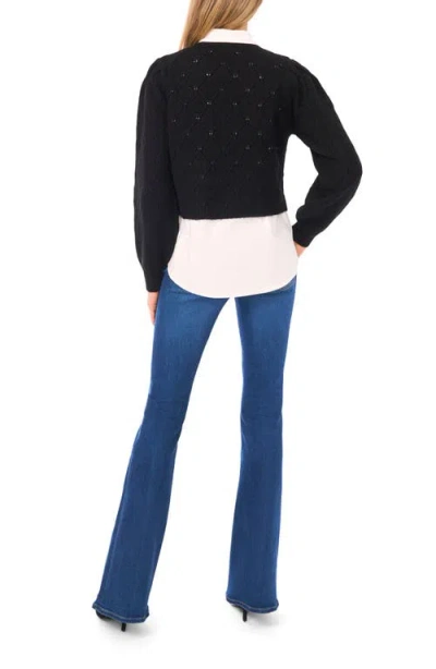 Ted Baker Rumer Pointelle Twofer Sweater In Black