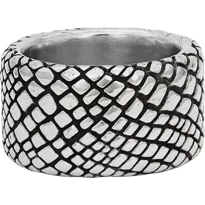 John Varvatos Snakeskin Texture Band Ring In Silver