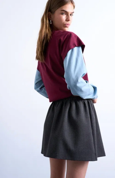 Topshop Brushed Low Rise Flippy Mini Micro Skirt In Gray