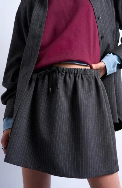 Topshop Brushed Low Rise Flippy Mini Micro Skirt In Gray