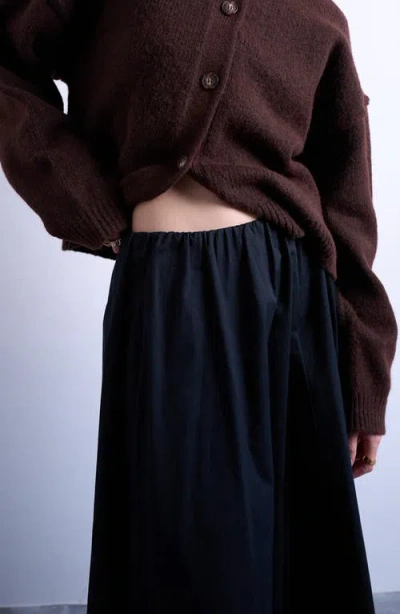 Topshop Stretch Cotton Twill A-line Skirt In Black