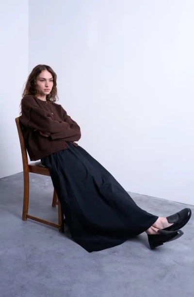 Topshop Stretch Cotton Twill A-line Skirt In Black