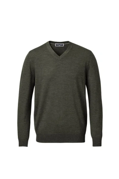 Charles Tyrwhitt Merino V-neck Sweater In Green