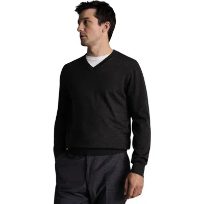 Charles Tyrwhitt Merino V-neck Sweater In Black