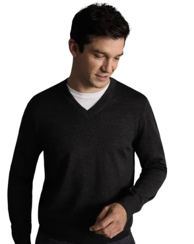 Charles Tyrwhitt Merino V-neck Sweater In Black