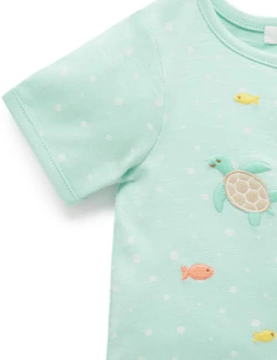Purebaby Under The Sea Short Button Up Romper In Green
